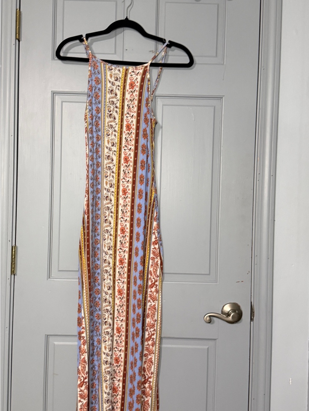 Forever 21 Boho Striped Floral Maxi Dress - Blue, Cream & Rust